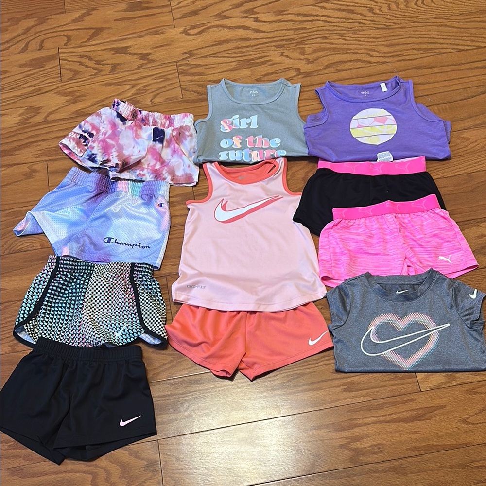 Nike and Champion Kids' Athletic Shorts and Tops Set Size 6 - 6X.